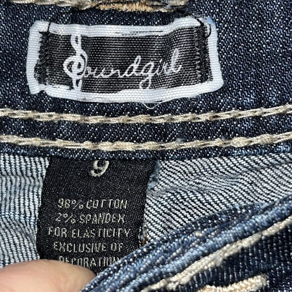 Soundgirl Embellished Thick Stitch Dark Wash‎ Bootcut Denim Jeans Size 9 Bling - Picture 7 of 13